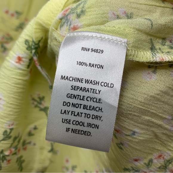 NWoT Derek Heart Yellow Floral Empire Waist Wrap Blouse, size XL - Picture 7 of 9